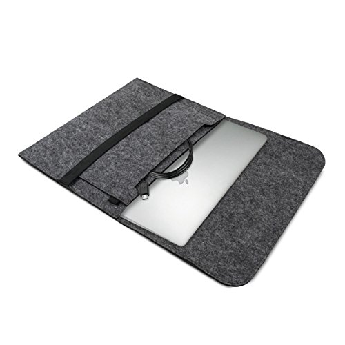 kwmobile Laptoptasche Filz Sleeve für 12,5″ 13″ 13,3″ Laptop / Ultrabook – Notebook Tasche Schutzhülle Laptop Case Hülle in Dunkelgrau mit Innentaschen Innenmaße: ca. 36,5 x 26 cm - 6