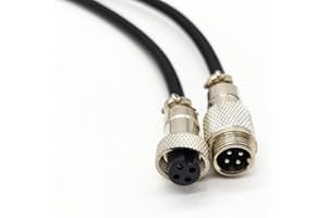 BAYZCONN 3.28 ft GX12 4 poli maschio a testa femmina aviazione, GX12 4 pin femmina a maschio cavo elettrico pannello pannello di montaggio circolare in metallo aeronautico cavo adattatore per navi 22AWG