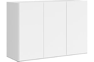 Buyqualia Aparador Moderno de 3 Puertas, Color Blanco, 90 cm de Ancho
