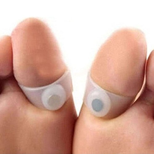 LHWY 2 PCS Slimming Health Silicon Magnetic Foot Massager Massge relax Toe Ring for W