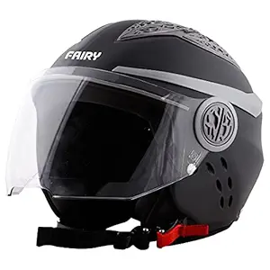 Steelbird Fairy Specially Designed ISI Certified Helmet for Girls || Womens (Classic Black with Clear Visor, Large 600 MM)