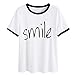 Produktbild Hevoiok Kurzarm-Shirt Damen Oberteile Sexy Smile Drucken Bluse Neu Sommer T Shirt Frauen Mädchen Beiläufig Tops (Weiß, M)
