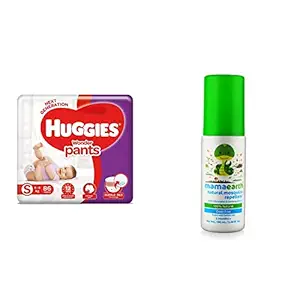 Huggies Wonder Pants Small Size Diapers, 86 Count & Mamaearth Natural Insect Repellent for babies (100 ml)