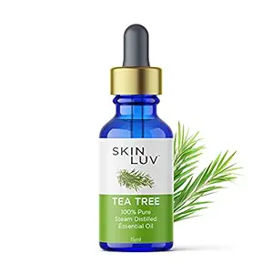 SKINLUV 100% Pure Organic Tea Tree Essential Oil, Steam Distilled, For Skin Care Face Oil | Diffuser Oil | Dandruff Treatment oil | Oily | Acne Prone Skin | Hair & Dry Scalp 15 ml