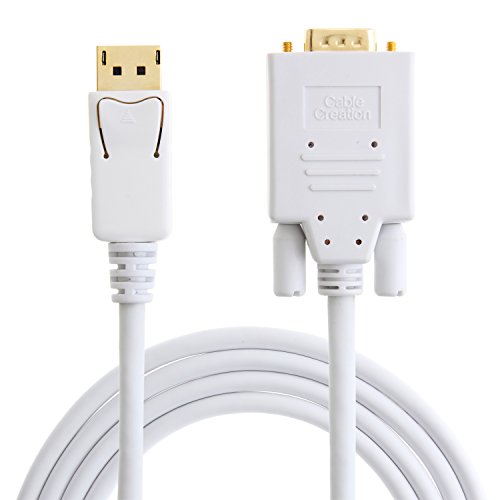 CableCreation 6ft Gold überzogenes Displayport -auf-VGA-Kabel, Standard-DP-auf-VGA-Stecker-Kabel, 6ft weiße Farbe - 2