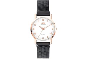 Basfur Montre-Bracelet pour Femme, Montre à Quartz pour Femme avec Design Simple et Tendance, Montres de Luxe pour Femme avec Bracelet en Maille en Acier Inoxydable.
