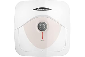 Ariston Dune RS - Scaldabagno Elettrico 30 Litri 38x41x42 cm - Boiler Elettrico con Display LED Controllo Temperatura, Installazione in Italia Sopralavello, Beige 220V, Classe Energetica A