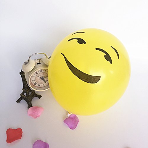 logei® 100St Emoji Luftballons verschiedene Miene Laune Ballons Luftballon Heliumballons Ballon Deko für Valentinstag, Verlobung, Hochzeit, Party in Gelb (Mienetyp nicht wählbar) - 7