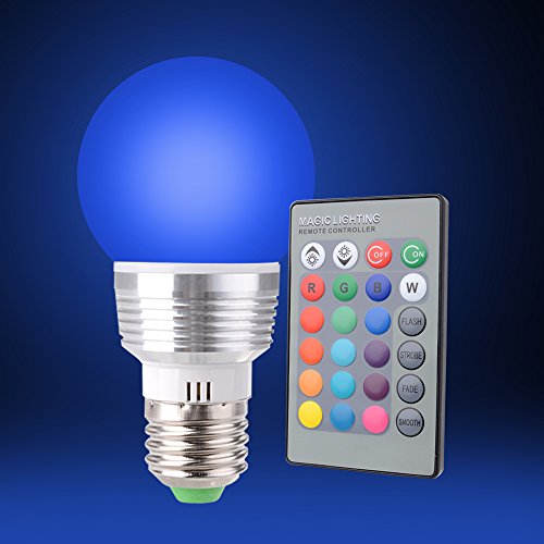 Sunix® 3W E27 RGB LED Lampe multicolor Glühbirne / Glühlampe mit Ferbedienung, Farbwechsel 16 Farben Auswahl, LED Leuchtmittel, LED Birnen