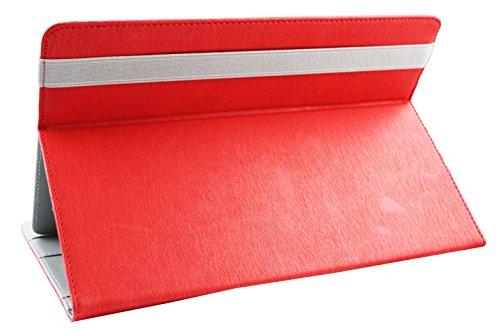 Emartbuy® Alcatel OneTouch Pixi 3 10 Zoll Tablet Universal ( 9 – 10 Zoll ) Rot Premium PU Leder Multi-Angle Exekutive Folio Geldbörse Tasche Hülle Grey Innenraum mit Kartensteckplätze + Rot Eingabestift - 6