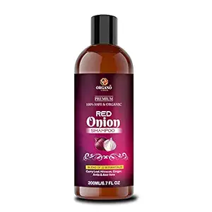 Organo Gold Natural Red Onion shampoo for hair strengthening & hairfall control - Paraben & Sulphate free 200gm