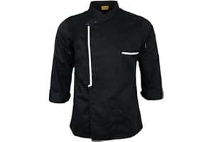 Hellery Blouse de Cuisinier Veste de Cuisine Femme Homme Manches Longues