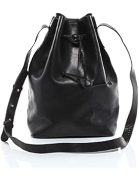 SID & VAIN® Schultertasche PATTY - Damen Umhängetasche groß Ledertasche - Handtasche Zugbeutel Damentasche echt...