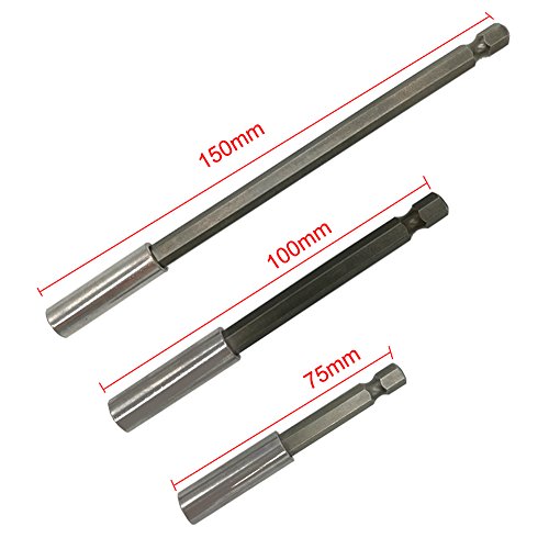 JTENG bithalter Magnetische Bohrer Bohrmaschine Verlängerung Halter 1/4 hex-shank Quick Change 6.35mm Hex Power Tools 75m 100mm 150mm 3 tlg - 5