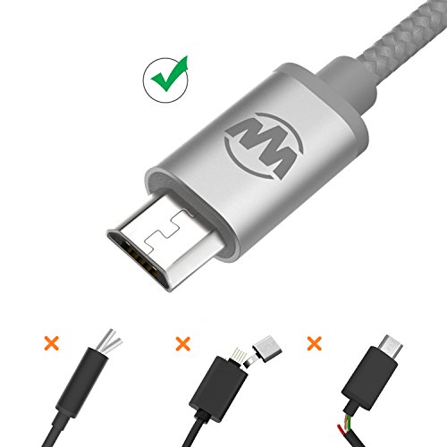 Wanshine 3.3ft Nylon Braided Tangle-Free Micro USB Cable for Android, Samsung, HTC, Nokia, Sony and More(Silver) - 4