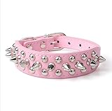 Construcción de calidad: piel sintética súper resistente y tachuelas remachadas que ofrecen el perfecto collar bling.