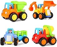 Popsugar Happy Engineering Vehicles Including Tractor / Bulldozer / Dumper / Cement Mixer Toy for Kids , Multi