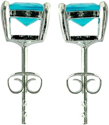 Silver Stud Earrings - 4mm Aquamarine - Solitaire Square CZ Crystals - These are fine jewellery quality earrings hand polished and hand finished set with fine Austrian cut CZ crystals