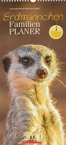 Erdmännchen Familienplaner. Wandkalender 2020. Monatskalendarium. Spiralbindung. Format 22 x 48 cm