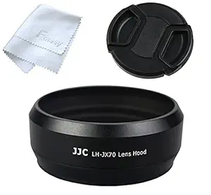 JJC LH-JX70 Black Metal Lens Hood Replaces Fujifilm LH-X70 Hood, 49mm Lens Cap + Premier Cleaning Cloth for Fujifilm X70