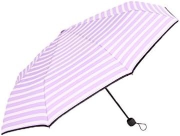 ONEWORLD Travel Portable Triple-Folding Umbrella Slim Stripes Canopy Compact Travel Tote Collapsible Parasol 4 Colors
