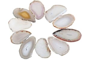 Shanxing Undrilled Natural Agate Slices Geode Irregular Stone Healing Crystal for Wedding Place Cards Reiki Desk Decor, Set of 10, Each 1.8-3.1inch/45-80mm Long