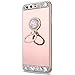 Produktbild kompatibel mit Huawei P10 Plus Hülle,Glänzend Glitzer Strass Diamant Überzug Spiegel TPU Silikon Hülle Tasche Etui Silikon Handyhülle Schutzhülle mit Ring Ständer für Huawei P10 Plus,Rose Gold
