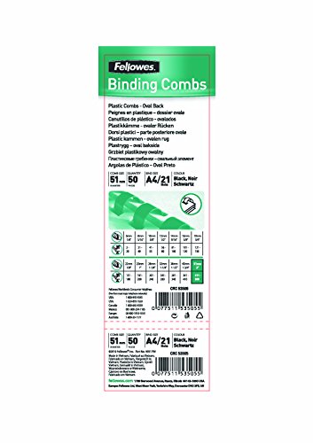 Fellowes 5350502 - Canutillos de pl  stico para encuadernar  51 mm  negro