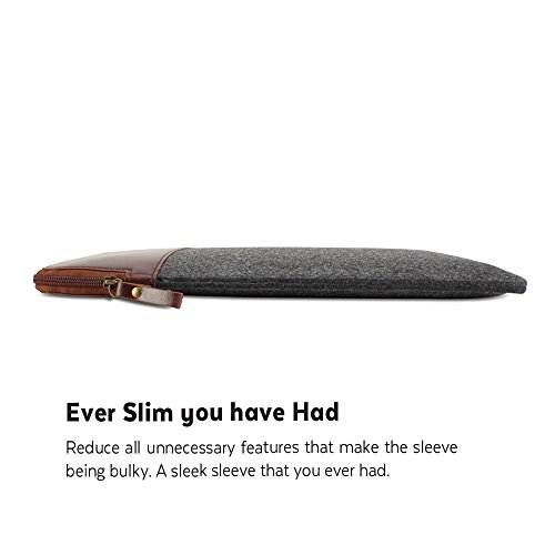 GMYLE fühlte sich Sleeve für Microsoft Surface Book 13.5 Zoll – dunkel grau & braun Bag Zip Wolle Filz Hülle Tasche Laptophülle - 2