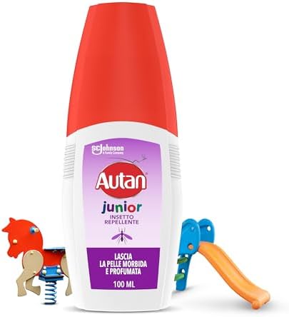 Autan Junior Vapo Spray Antizanzare, Repellente Zanzare, Dermatologicamente Testato, Protezione fino a 4 ore per bambini dai 2 anni, 1 Confezione da 100ml