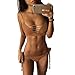 Produktbild Damen Strandkleidung Bademode,Hffan Frauen Bikini Set Hffan Frauen Neckholder Bandage Bikini Push-Up Gepolsterter BH Split Swimwear Hohe Taille Hotpants Strand shorts Beachwear (Sexy Kaffee, M)