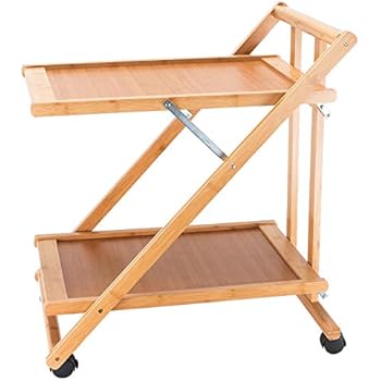 WOLTU Küchenwagn Servierwagen Rollwagen Bambus klappbar mit Rollen