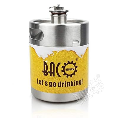 Bacoeng Fût à bière style « growler » en acier inoxydable, 2 l, avec valve d'échappement
