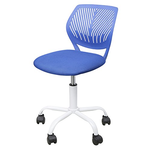IWMH Chaise Pivotante Pour Jeunes Enfant /Adolescent Forme Ergonomique Siège De Bureau Étudiant Vérin Tournante 360 Degrés Hauteur Réglable Sans Accoudoir Confortable (Fixé Bleu)