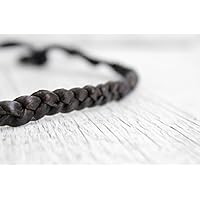 Haarband Leder geflochten schwarz