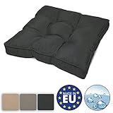 Beautissu Flair Lounge Outdoor Kissen wasserabweisend Sitzkissen 50x50x10 cm Graphitgrau Kissen für draußen Polster für Rattan und Gartenmöbel