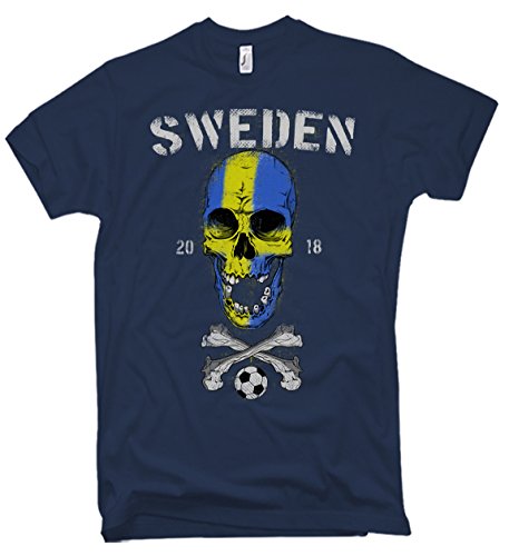 NG articlezz T-Shirt Herren Sweden Skull Fußball WM 2018 Schweden S-5XL