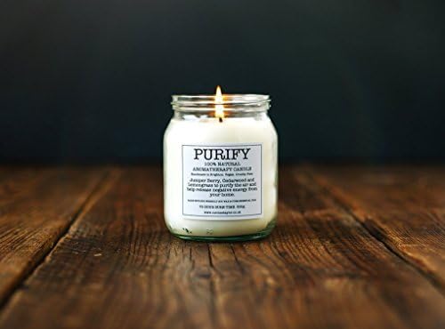 Purify Soy Aromatherapy Candle with Lemongrass, Juniper Berry &amp; Cedarwood essential oils / 70 hour burn time