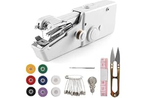 LIFEWTR Machine à Coudre Manuelle, Outils de Couture Sans Fil Blanc Mini Machine à Coudre Portable, Machine pour Couture Rapide et Artisanat de Couture