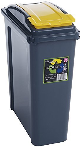 Wham® 12413 Schmaler Abfalleimer Recycling 25 Liter Box GRAU/GELB Mülleimer Eimer
