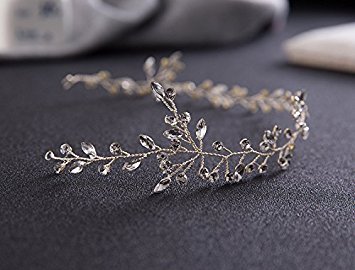 nalmatoionme Fashion Leafs Kristallen Brautschmuck Haarband Hochzeit Kopfbedeckung Zubehör - 2