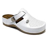 Obermaterial aus Leder Leon 900 Komfortschuhe Lederschuhe Pantolette Hausschuhe Clog, Damen, Weiß, EU 41