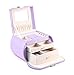 Produktbild Vlando Faux-Leder-Schmuck-Box Halskette Ohrringe Ringe Abschliebare Aufbewahrungskoffer mit Spiegel und Speicherfcher (Pruple-Cross)