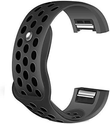 Fitbit Charge 2 Strap, Fitness Accessories Adjustable Sport Style Interchangeable Wristband Soft Silicone Elastic Bands / Men Wrist Straps Watch Band for Fitbit Charge 2/ Fitbit Charge HR ,Large &amp; Black