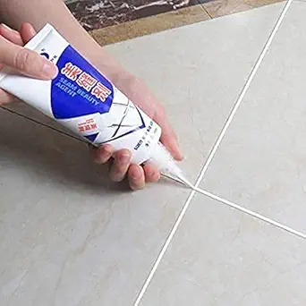 SNOFER Waterproof Tile Gap/Crack/Grout Filler Water Resistant Silicone Sealant for DIY Home Sink Gaps/Tiles Gaps/Grouts Repair Filler Tube (180 Ml White)