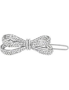 Ever Faith österreichischen Kristall süß Schleife Hair Slide Haarspange Silber-Ton klar N02734-2