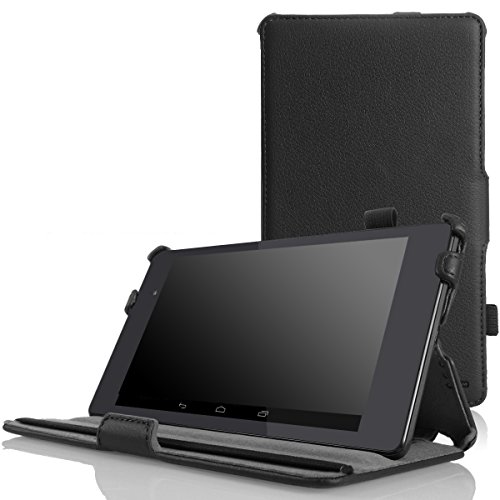 MoKo Google New Nexus 7 FHD 2nd Gen Hülle - Slim-Fit Schutzhülle Case Tasche Smart Cover mit Auto Sleep Wake up Modus und Standfunktion für Google Nexus 7 2 2013 Tablet, SCHWARZ
