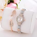 Lnyy Damen Armband Stahl Armband einstellen Uhr