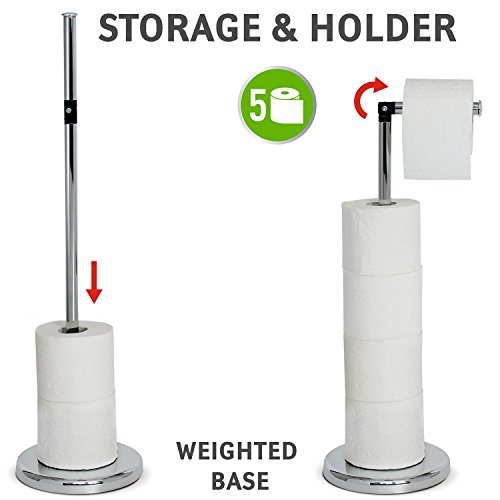 Wonder Worker Balance Stand Toilettenpapierhalter Verchromt Stahl Glänzend 2 in 1 - 5