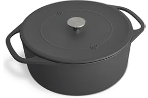 ‎SPRINGLANE KITCHEN SPRINGLANE Cocotte mit Deckel, Grau, rund, 28 cm, 6 L, Gusseisen Bräter, Schmortopf Induktion…